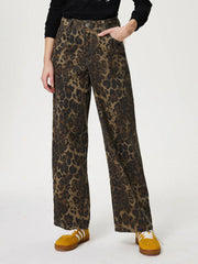 Koisoon Leopard Straight Jeans with Pockets