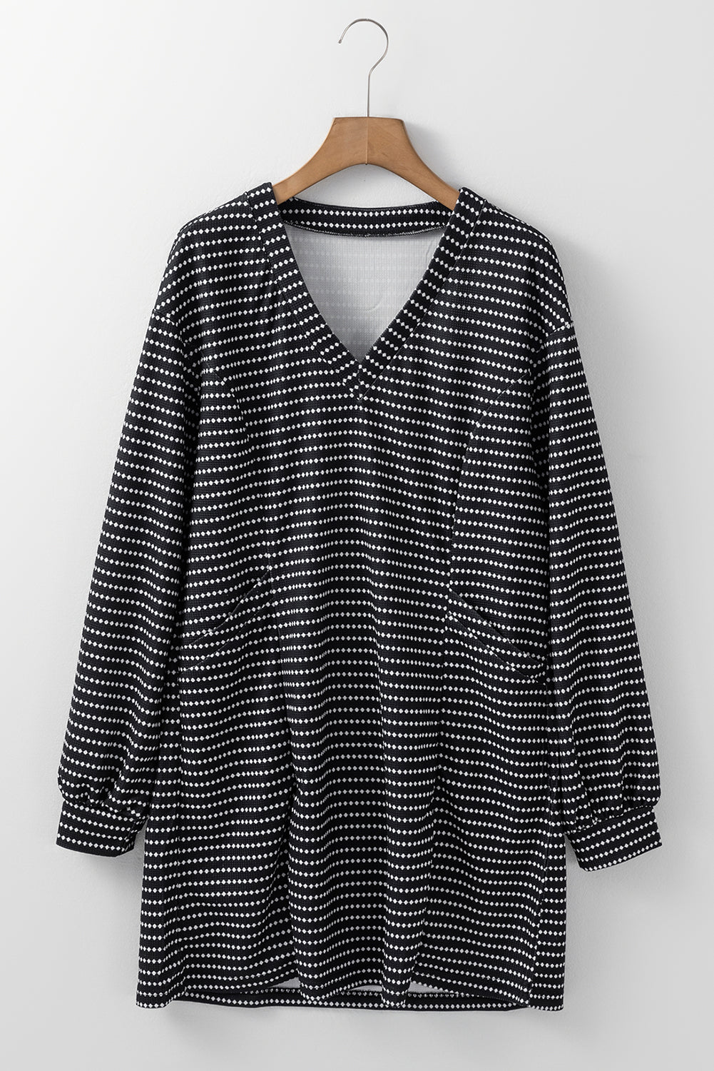 Koisoon Striped V-Neck Long Sleeve Mini Dress