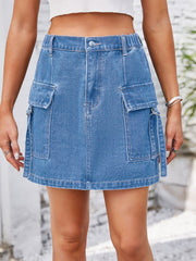 Koisoon Pocketed Buttoned Denim Skirt