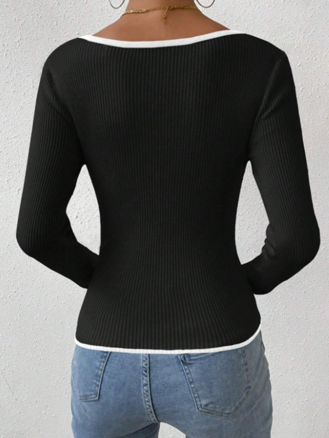 Koisoon Trim Long Sleeve Knit Top