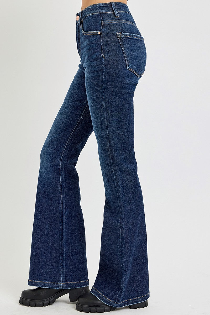 Koisoon Full Size High Rise Flare Jeans with Pockets