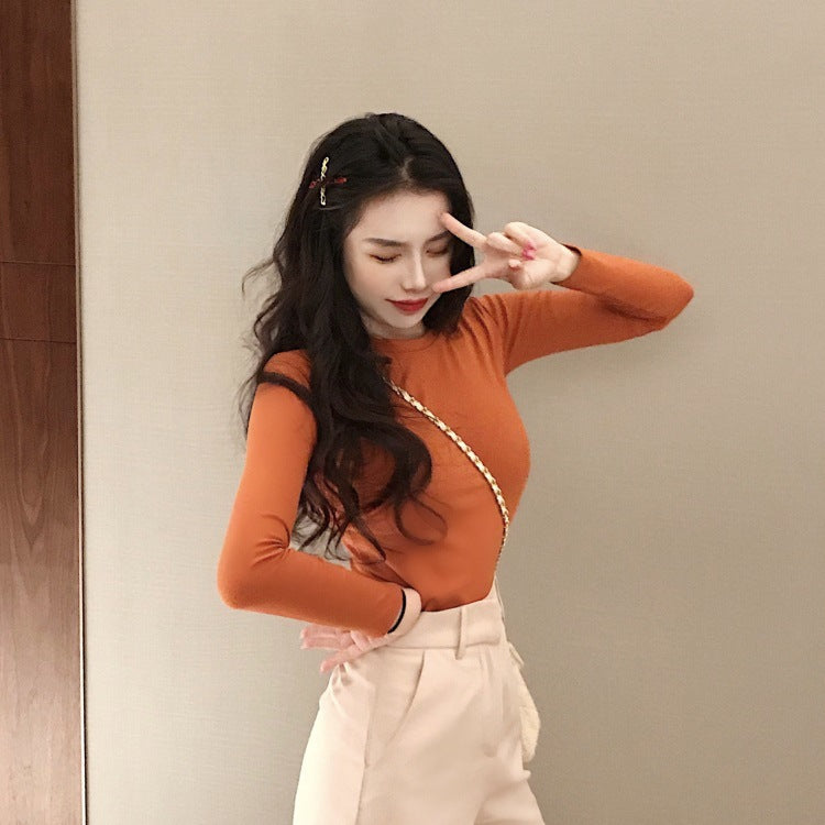 fbi agent costume 2024 Early Spring Women's Fashion Long-Sleeved T-shirt Female Korean Style Student Top Bottoming Female Shop