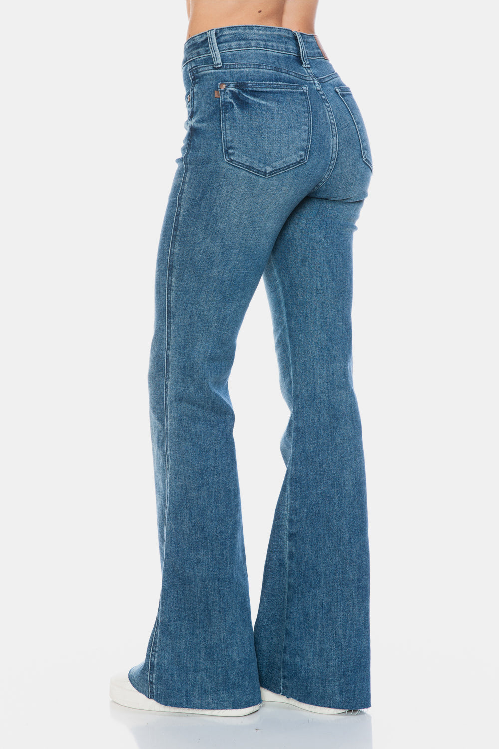 Koisoon Blue Full Size Tummy Control Cut Hem Flare Jeans