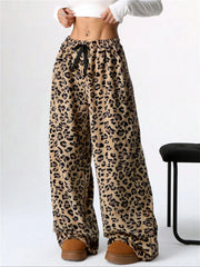 Koisoon Leopard Wide Leg Plush Pants