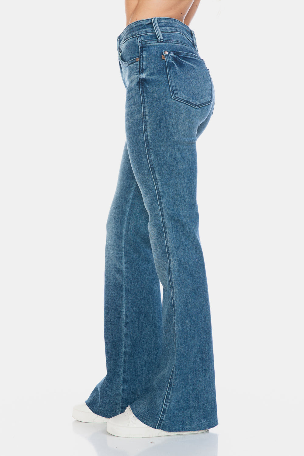 Koisoon Blue Full Size Tummy Control Cut Hem Flare Jeans