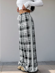 Koisoon  Drawstring Plaid Wide Leg Pants