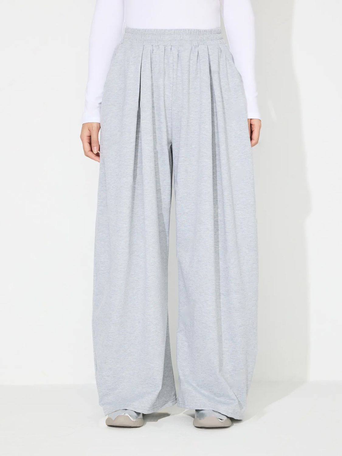 Koisoon Elastic Waist Wide Leg Pants with Pockets