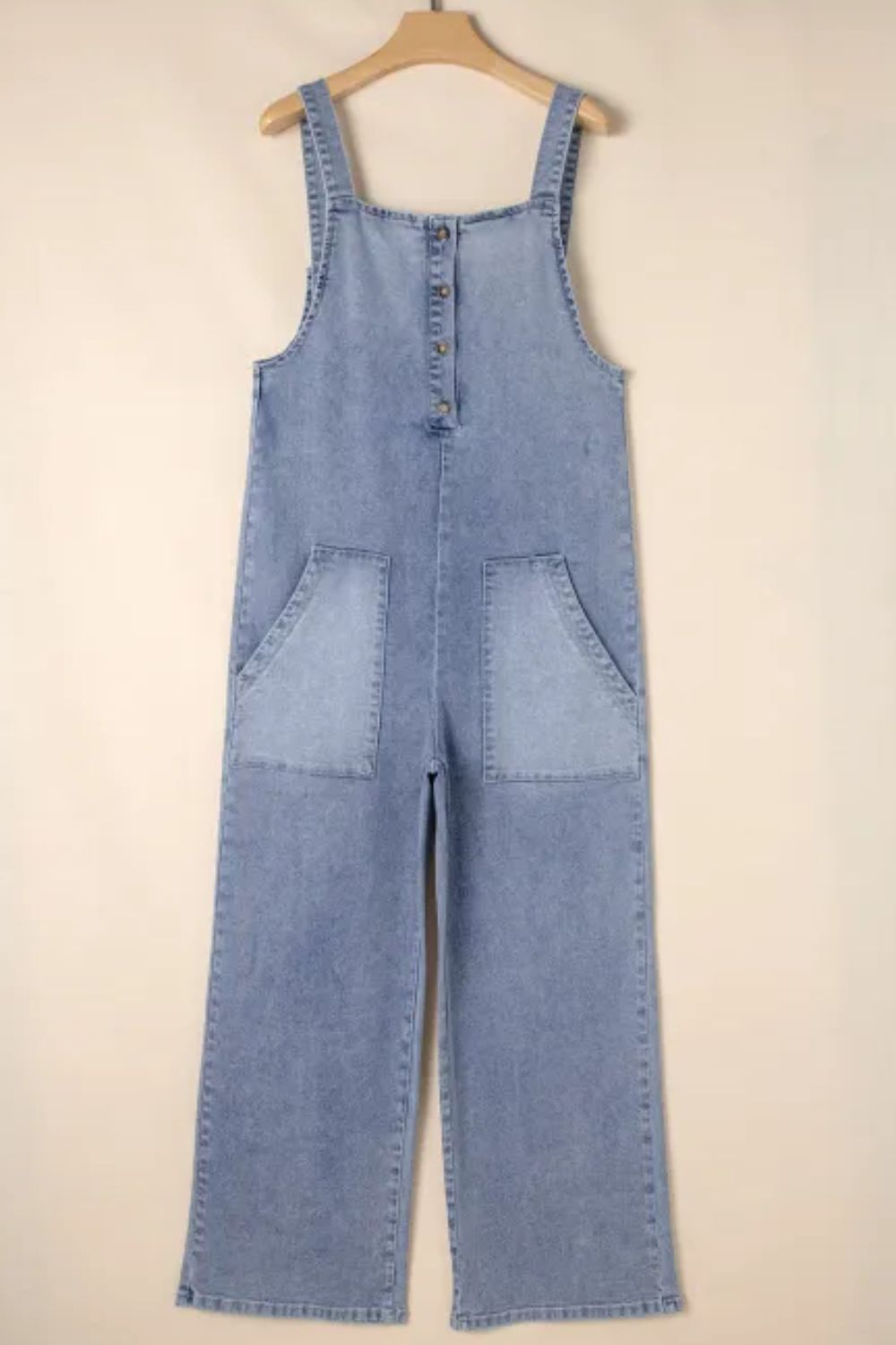 Koisoon Wide Strap Denim Overalls with Pockets