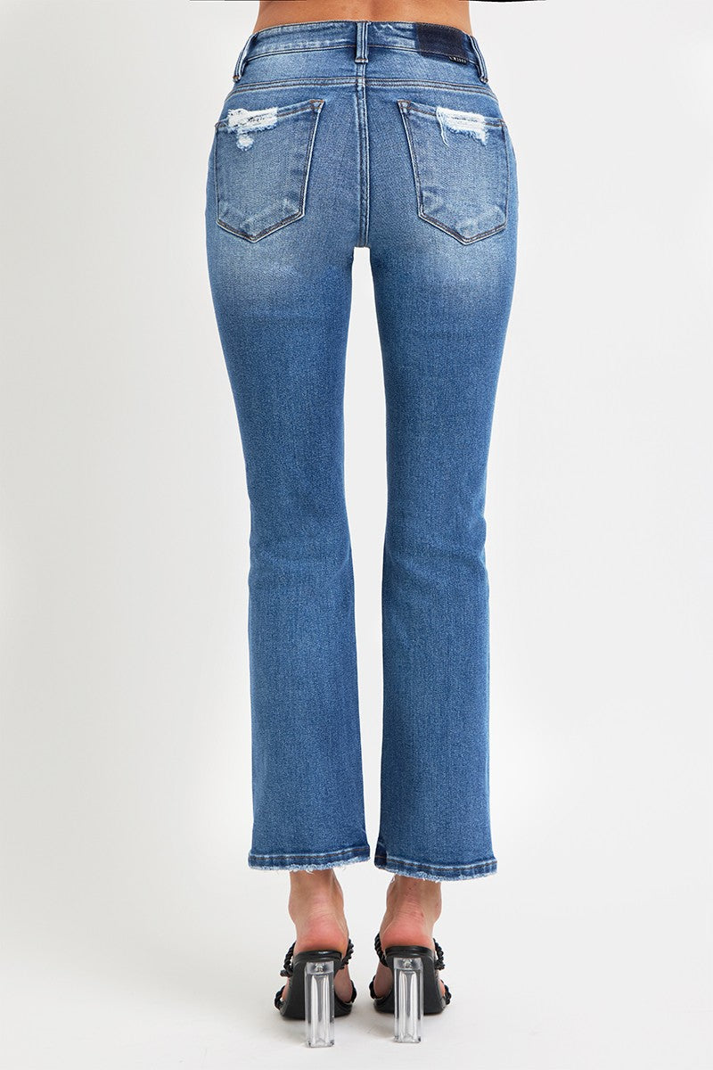 Koisoon Full Size Mid Rise Ankle Straight Jeans with Pockets