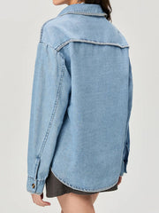 Koisoon Button Up Collared Neck Denim Top