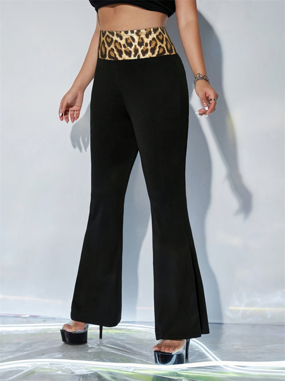 Koisoon Leopard High Waist Flare Pants