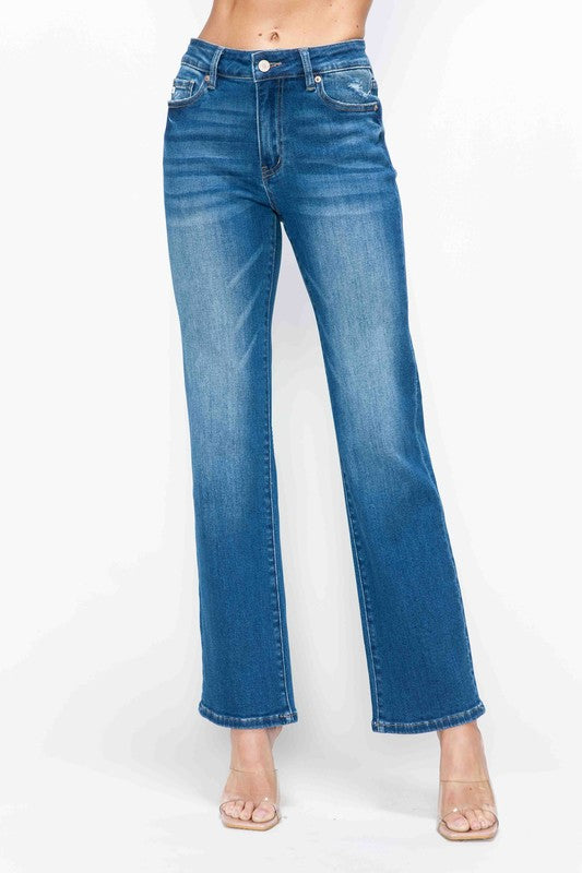 Koisoon  Full Size Cat's Whiskers High Rise Straight Jeans