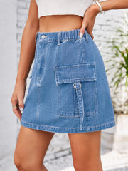 Koisoon Pocketed Buttoned Denim Skirt