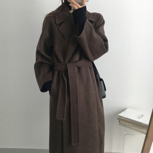 dti outfits Double-Sided Cashmere Coat for Women 2024 New Small Mid-Length Autumn and Winter Elegant High-End Woolen Coat