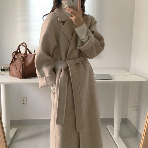 dti outfits Double-Sided Cashmere Coat for Women 2024 New Small Mid-Length Autumn and Winter Elegant High-End Woolen Coat