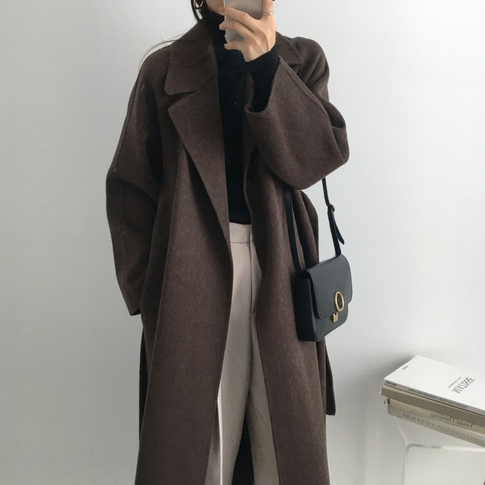 dti outfits Double-Sided Cashmere Coat for Women 2024 New Small Mid-Length Autumn and Winter Elegant High-End Woolen Coat