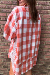 Koisoon Plaid Collared Neck Long Sleeve Shirt Dress