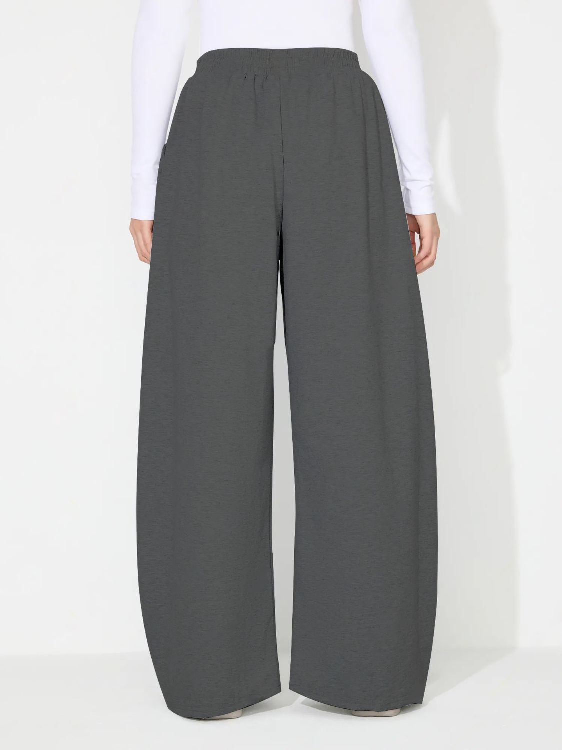 Koisoon Elastic Waist Wide Leg Pants with Pockets