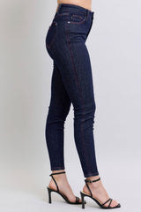 Koisoon Blue Full Size Heart Shaped Back Pockets Skinny Jeans