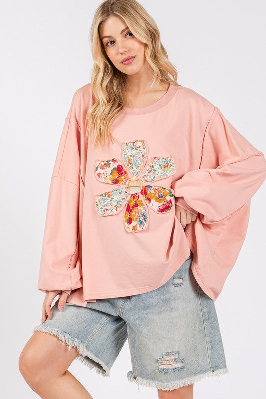 Koisoon Flower Patch Dropped Shoulder Oversize Top