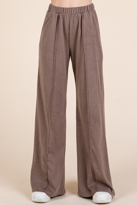 Koisoon Elastic Waist Wide Leg Pants with Pockets