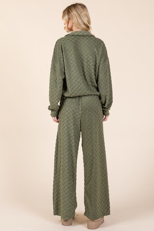 Koisoon Tied Checkered Wide Leg Pants