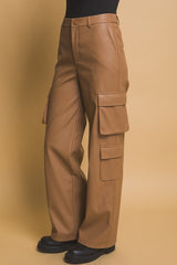 Koisoon Love Tree PU Leather Cargo Pants