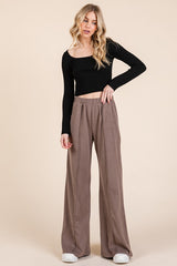 Koisoon Elastic Waist Wide Leg Pants with Pockets