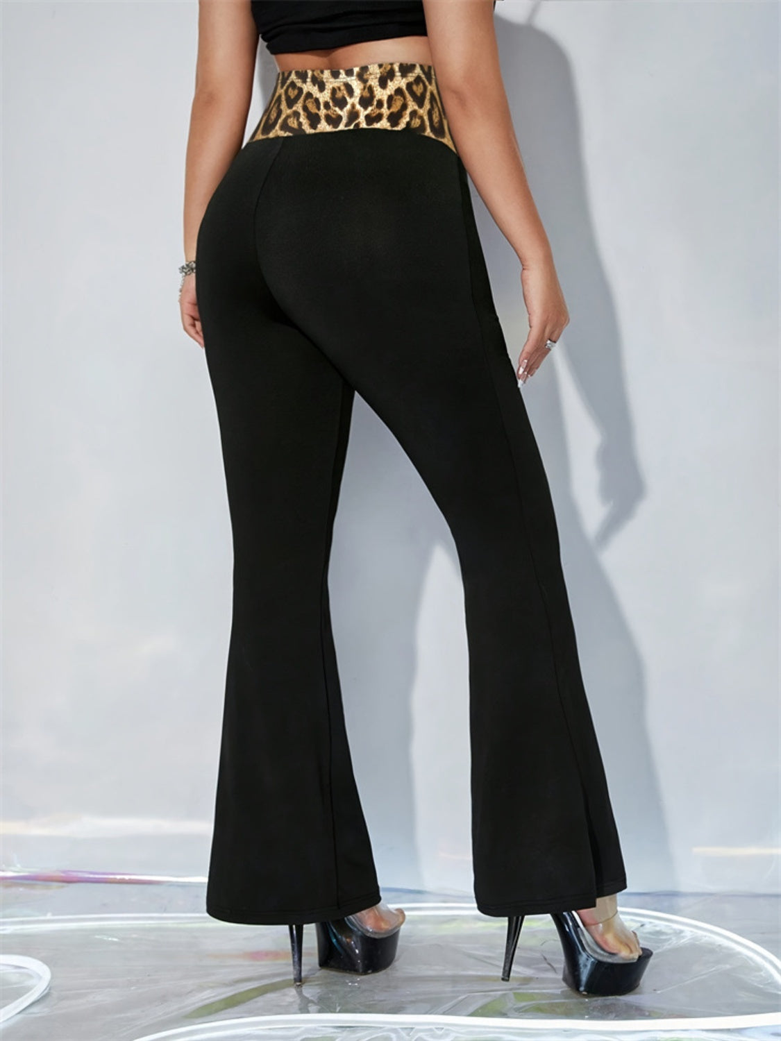 Koisoon Leopard High Waist Flare Pants