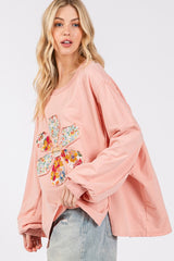 Koisoon Flower Patch Dropped Shoulder Oversize Top