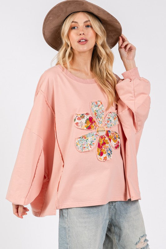 Koisoon Flower Patch Dropped Shoulder Oversize Top