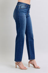 Koisoon Full Size Side Seam Detail Straight Jeans with Pockets