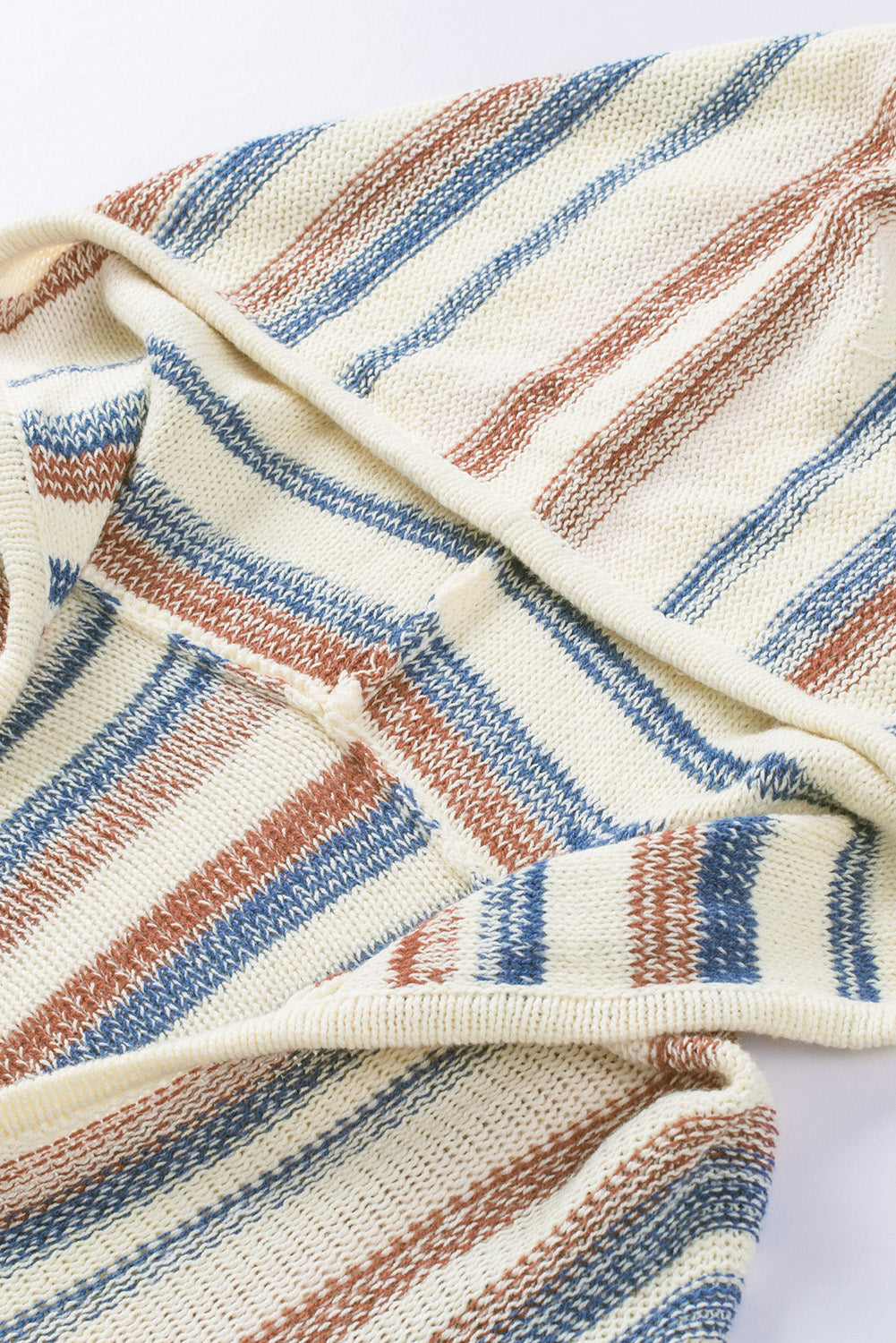 Koisoon Striped Dropped Shoulder Hooded Knit Top