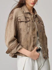 Koisoon Pocketed Collared Neck Denim Jacket