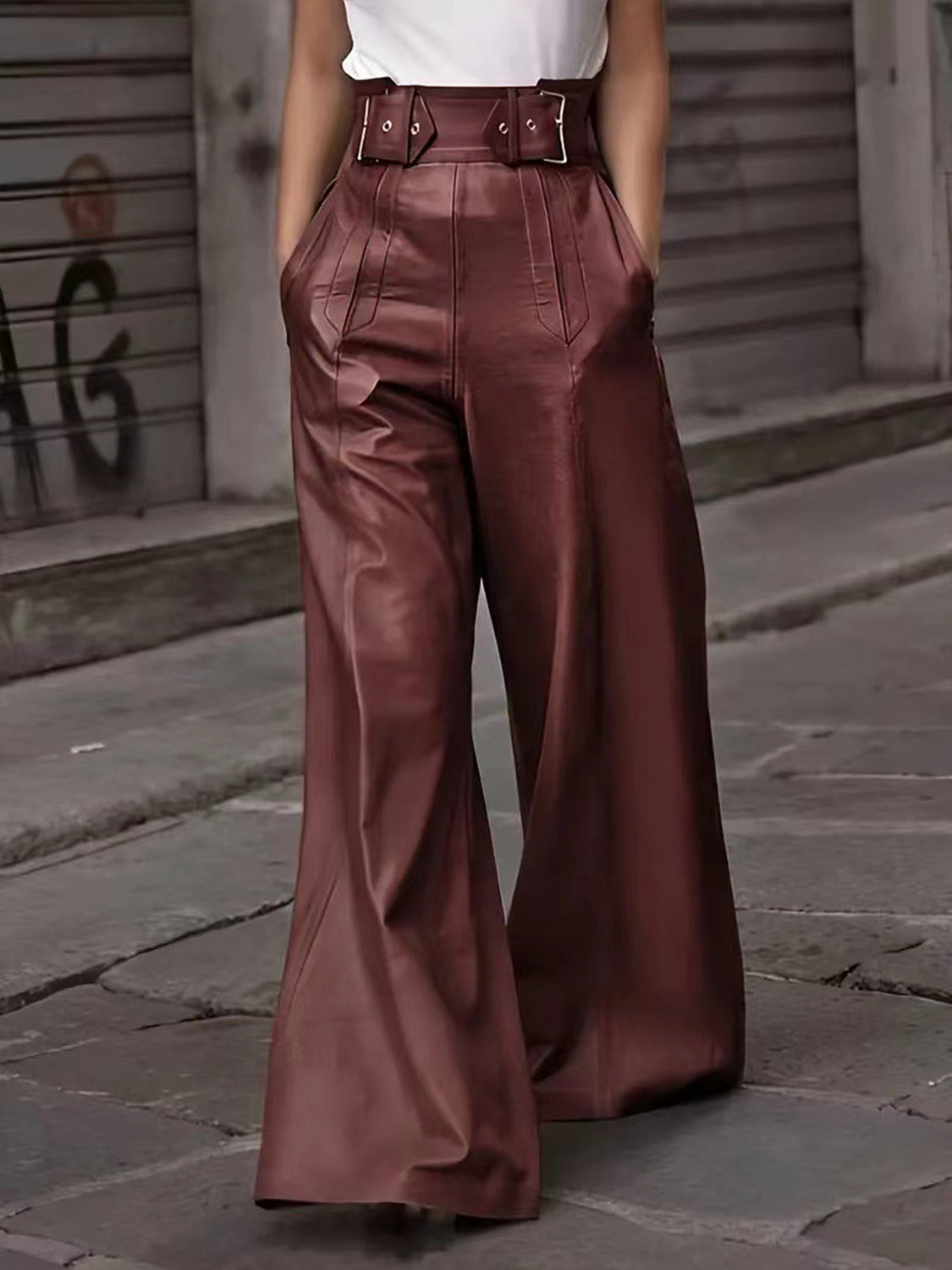 Koisoon Half Elastic Waist Wide Leg Pants