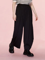 Koisoon Elastic Waist Wide Leg Pants with Pockets