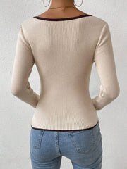 Koisoon Trim Long Sleeve Knit Top