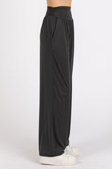 Koisoon Stretch Banded Waist Wide Leg Pants with Pockets