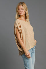 Koisoon Exposed Seam Round Neck Batwing Sleeve Knit Top