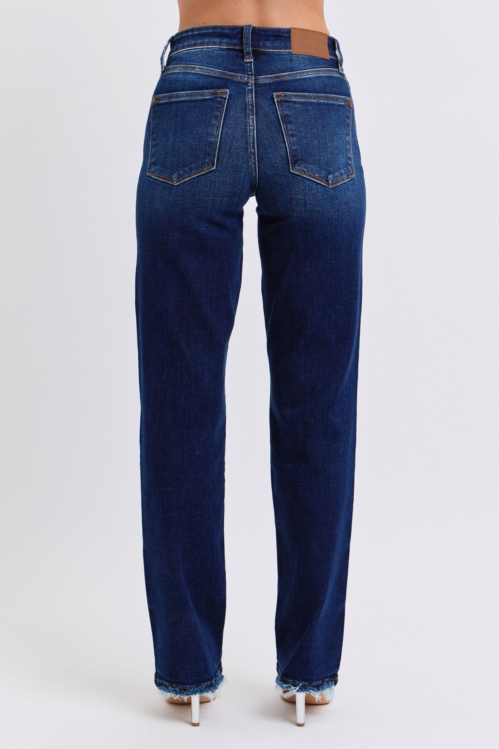 Koisoon Blue Full Size Raw Hem Straight Leg Jeans