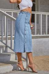 Koisoon Buttoned Split Denim Skirt