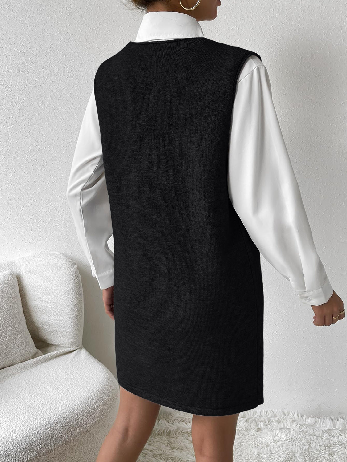 Koisoon V-Neck Sleeveless Sweater Dress with Pockets