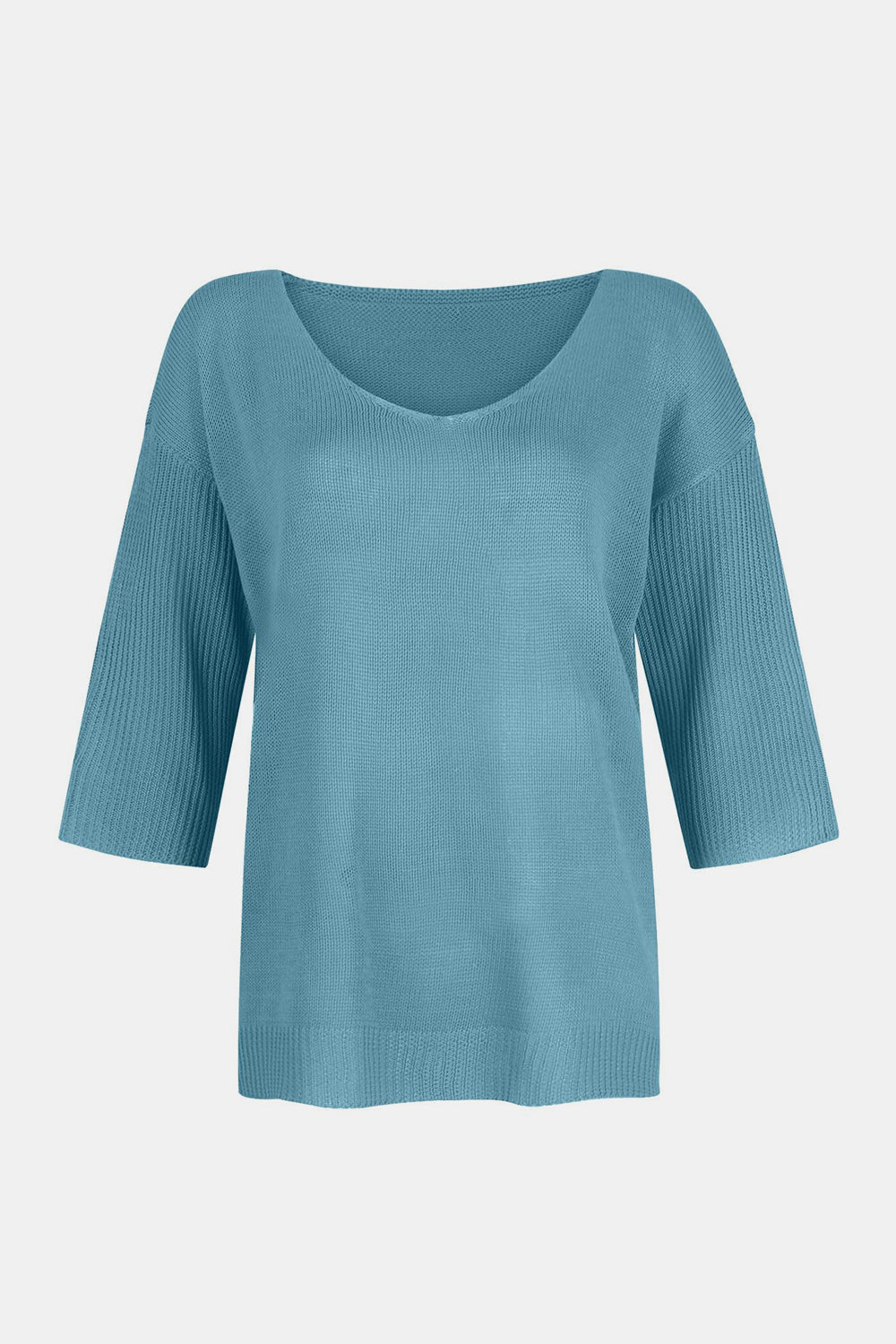 Koisoon V-Neck Three-Quarter Sleeve Knit Top