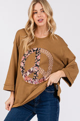 Koisoon Floral Peace Patch Round Neck Top