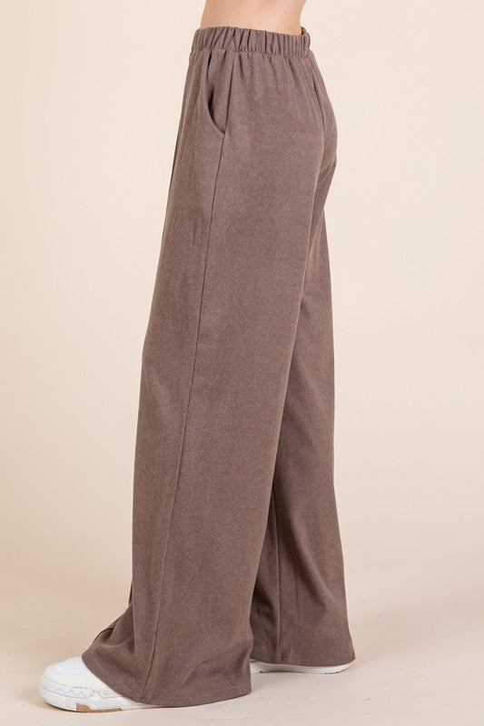 Koisoon Elastic Waist Wide Leg Pants with Pockets