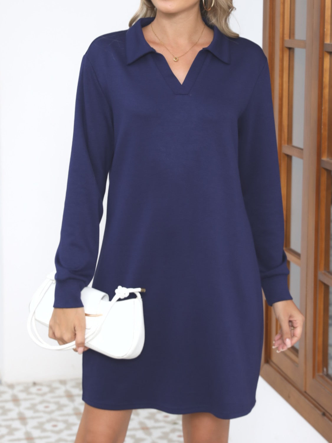 Koisoon Collar Long Sleeve Dress