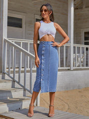 Koisoon Button Down Denim Skirt