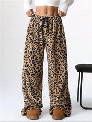 Koisoon Leopard Wide Leg Plush Pants