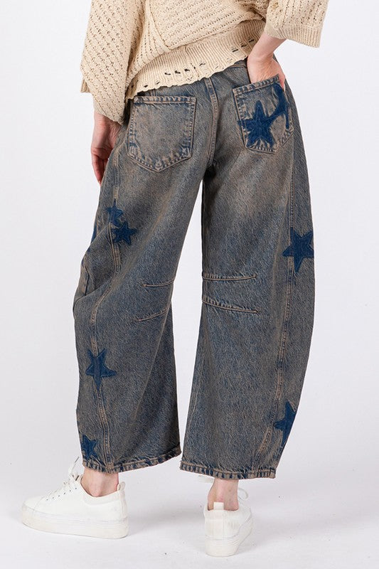 Koisoon Star Wide Leg Jeans with Pockets