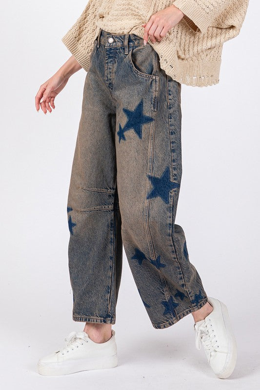 Koisoon Star Wide Leg Jeans with Pockets